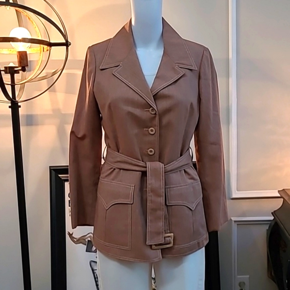 Anne Klein Light Brown Belted Blazer - Picture 9 of 16